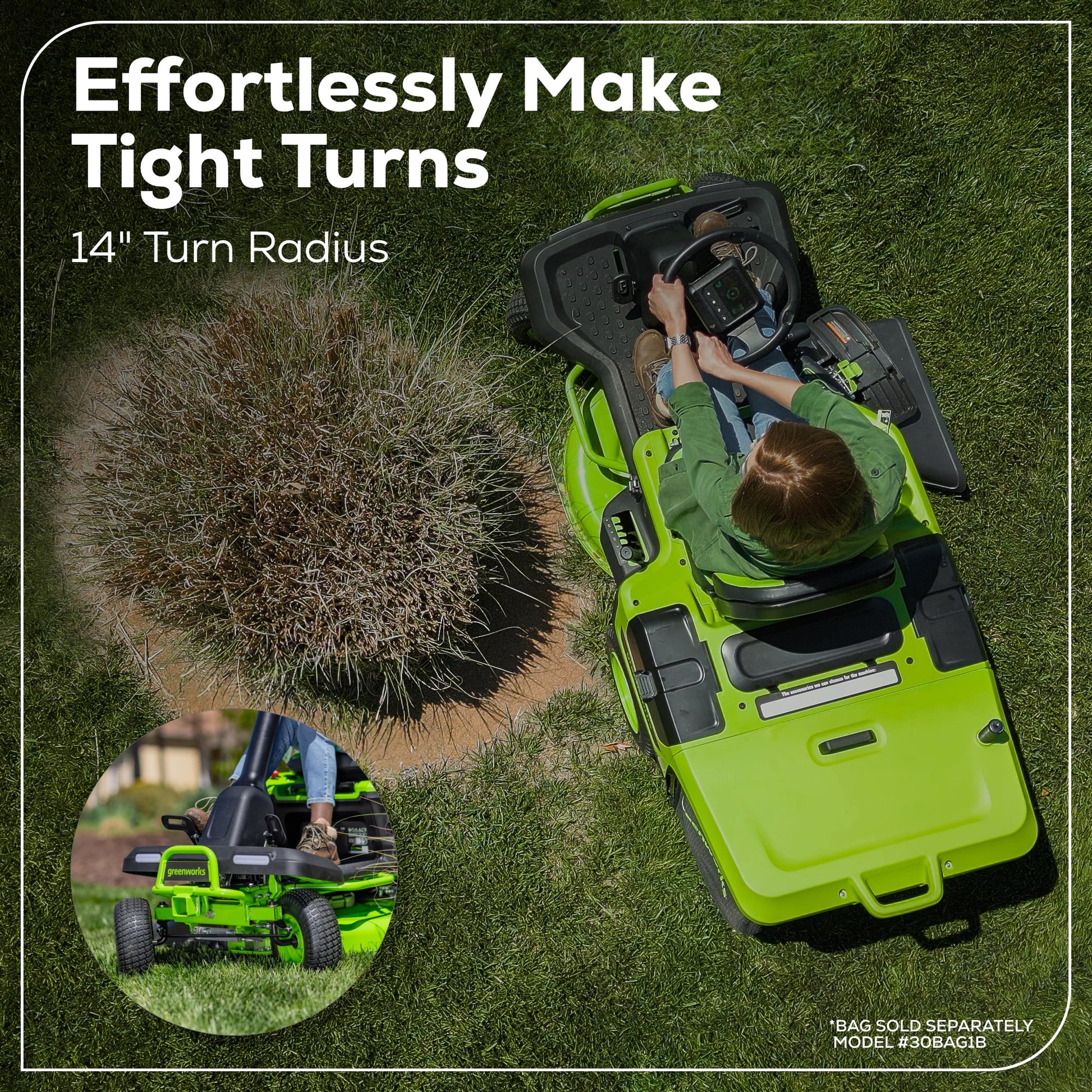 60V 30" Crossovert Riding Lawn Tractor + (2) 8.0 Ah, (2) 4.0 Ah Batteries & 600-Watt Charger 7421902