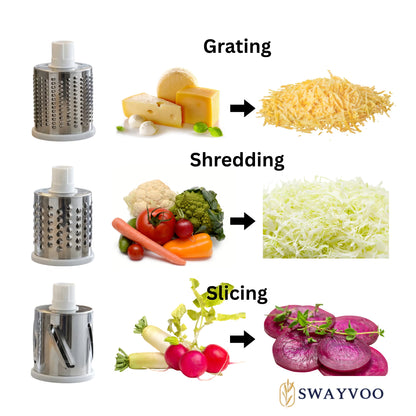 Rotary Cheese Grater Mandoline Cheese Shredder Vegetable Chopper Rotating Grater - Red
