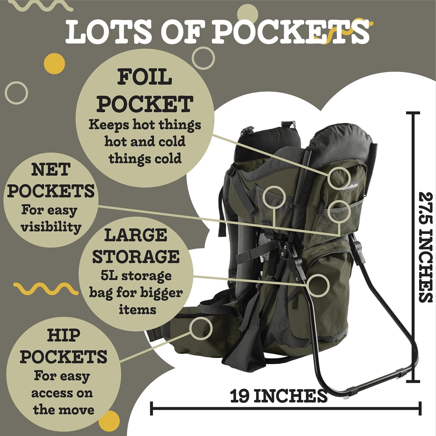 Hiking Baby Carrier Backpack - Toddler & Child Carrier | Includes Diaper Change Pad, Insulated Pocket, and Sun & Rain Hood to Keep Your Child Comfortable on the Trail. up to 40 Lbs.