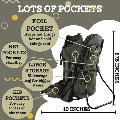 Hiking Baby Carrier Backpack - Toddler & Child Carrier | Includes Diaper Change Pad, Insulated Pocket, and Sun & Rain Hood to Keep Your Child Comfortable on the Trail. up to 40 Lbs.