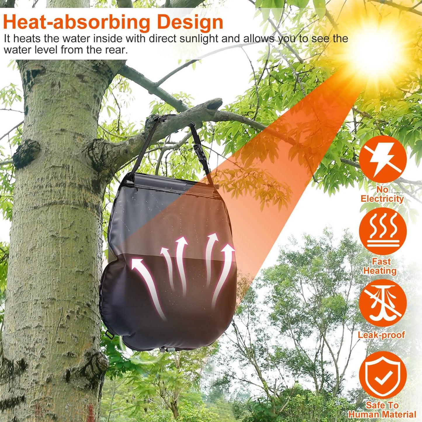 5Gal Solar Heating Camping Shower Bag