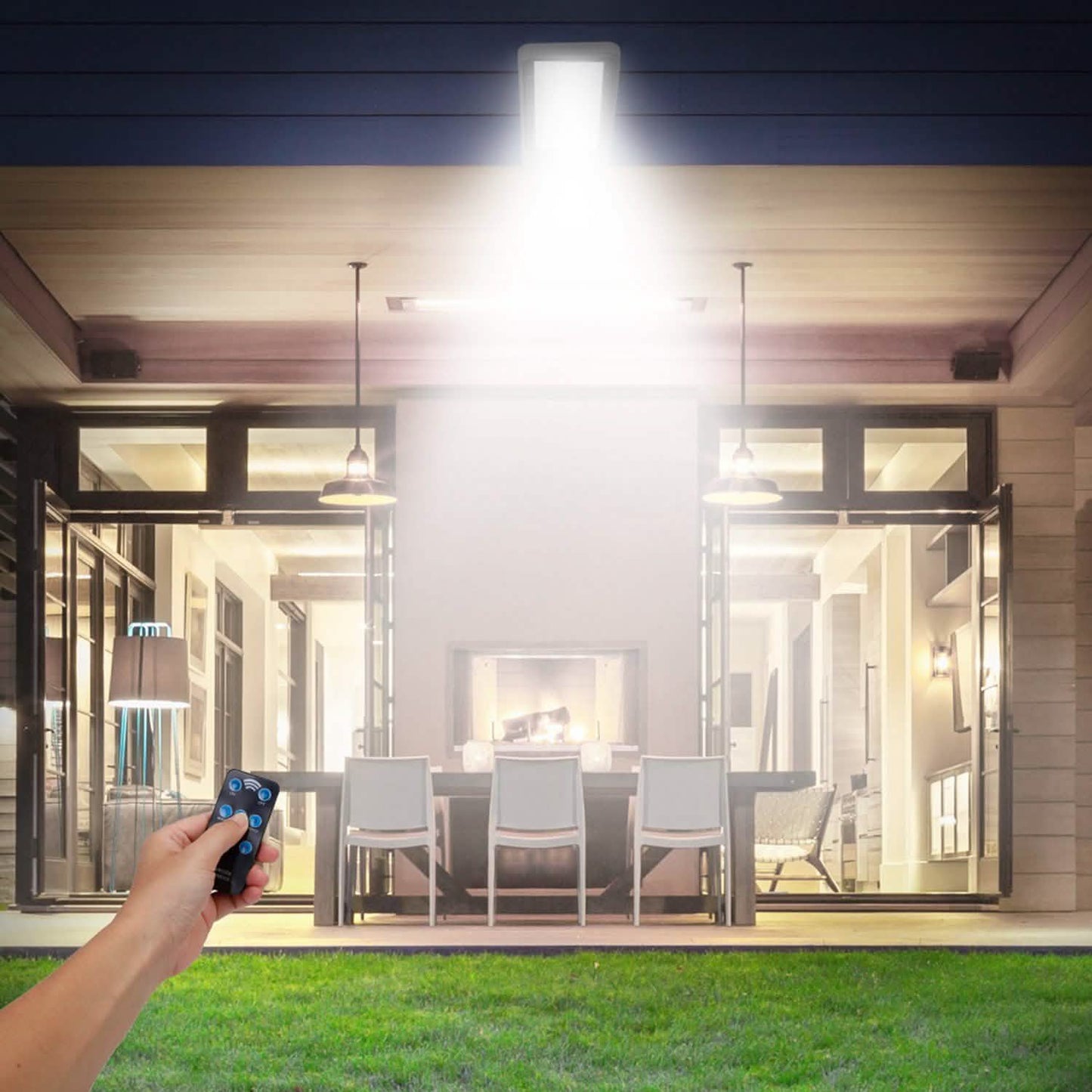 60LEDs Solar PIR Motion Sensor Remote Control Wireless Lamp