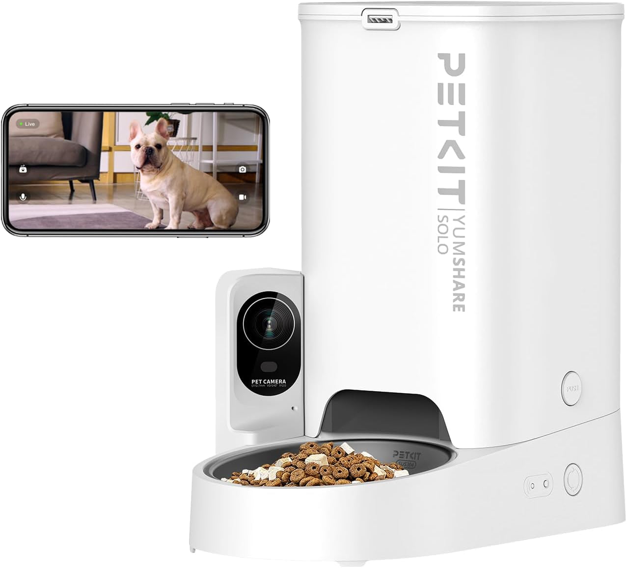 Automatic Cat Dog Feeder with 1080P HD Camera+1.85L Wireless Pump Pet Water Fountain Dispenser, 2.4Ghz Wifi and 2-Way Audio Pet Feeder Food Dispenser, App Control/Wide Angle/Night Vision Feeder