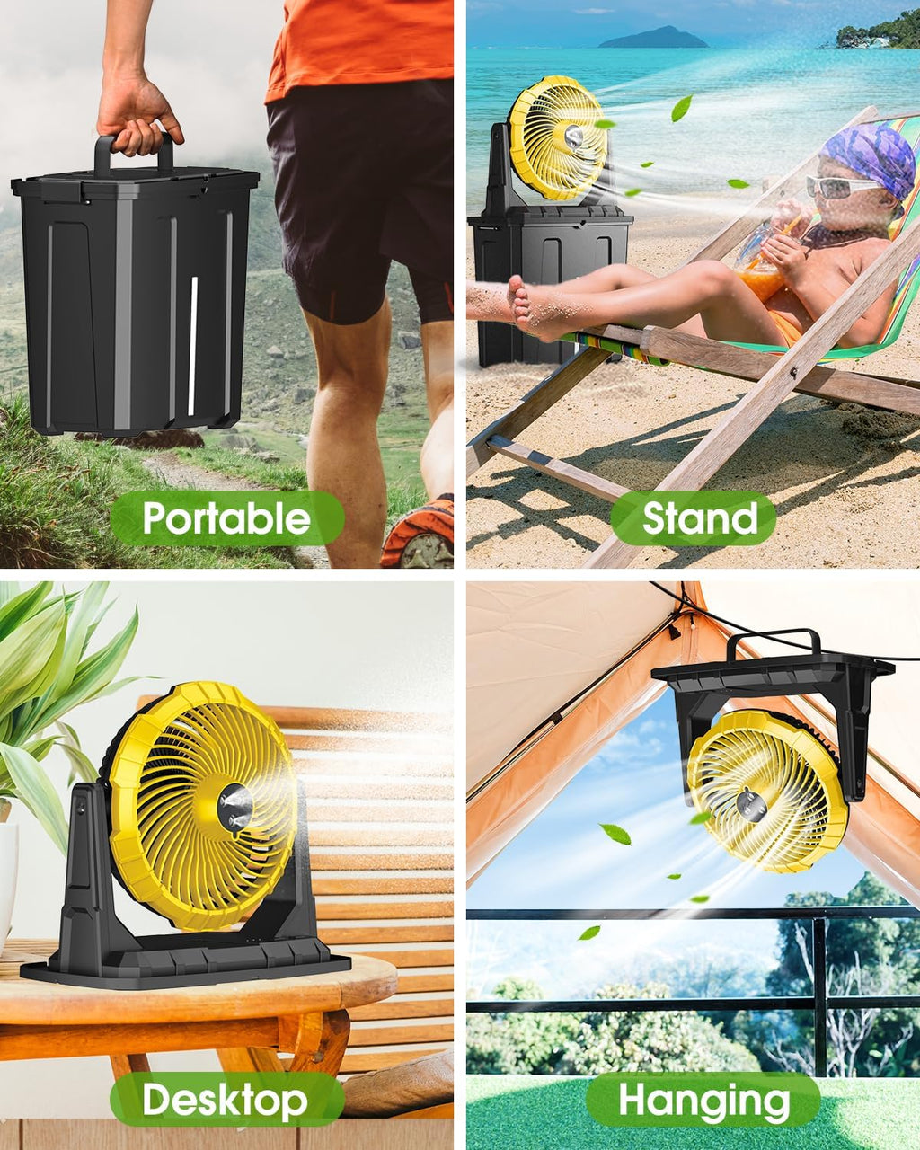 Portable Misting Fan, 9L 10-Inch Outdoor Mist Fans for outside Patios Cooling, 20000Mah Rechargeable Battery Fan with Water Box, 3 Strong Winds, 3 Spray Mister, Camping/Beach Summer Essentials