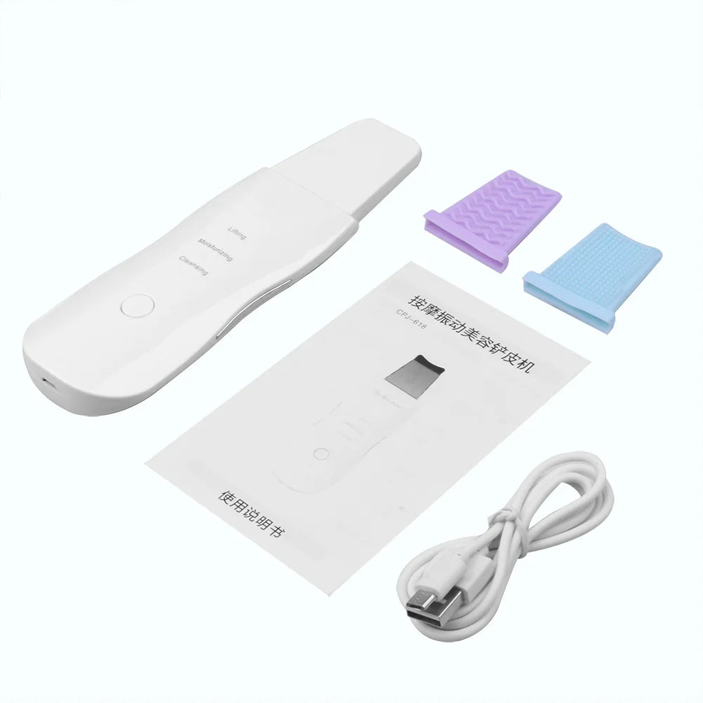 Vibration Face Skin Scrubber Blackhead Remover Facial Pore Cleaner Face Lifting Deep Clean Face Skin Tool Vibration Face Spatula