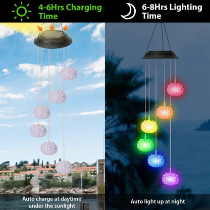 7 Color Changing Solar Wind Chime Lights Sea Urchins Decorative Lamp