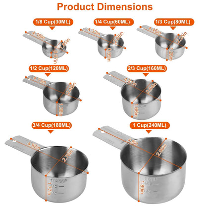 7-Piece: Stainless Steel Measuring Cups