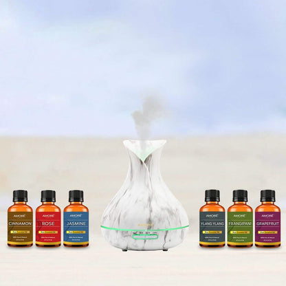 7-Piece: White Marble 300ml Ultrasonic Aroma Diffuser with Essential Oil Gift Set