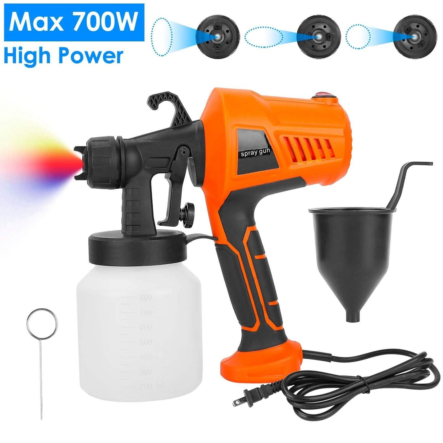 700W Electric Paint Sprayer Handheld with 3 Spray Patterns 800ml