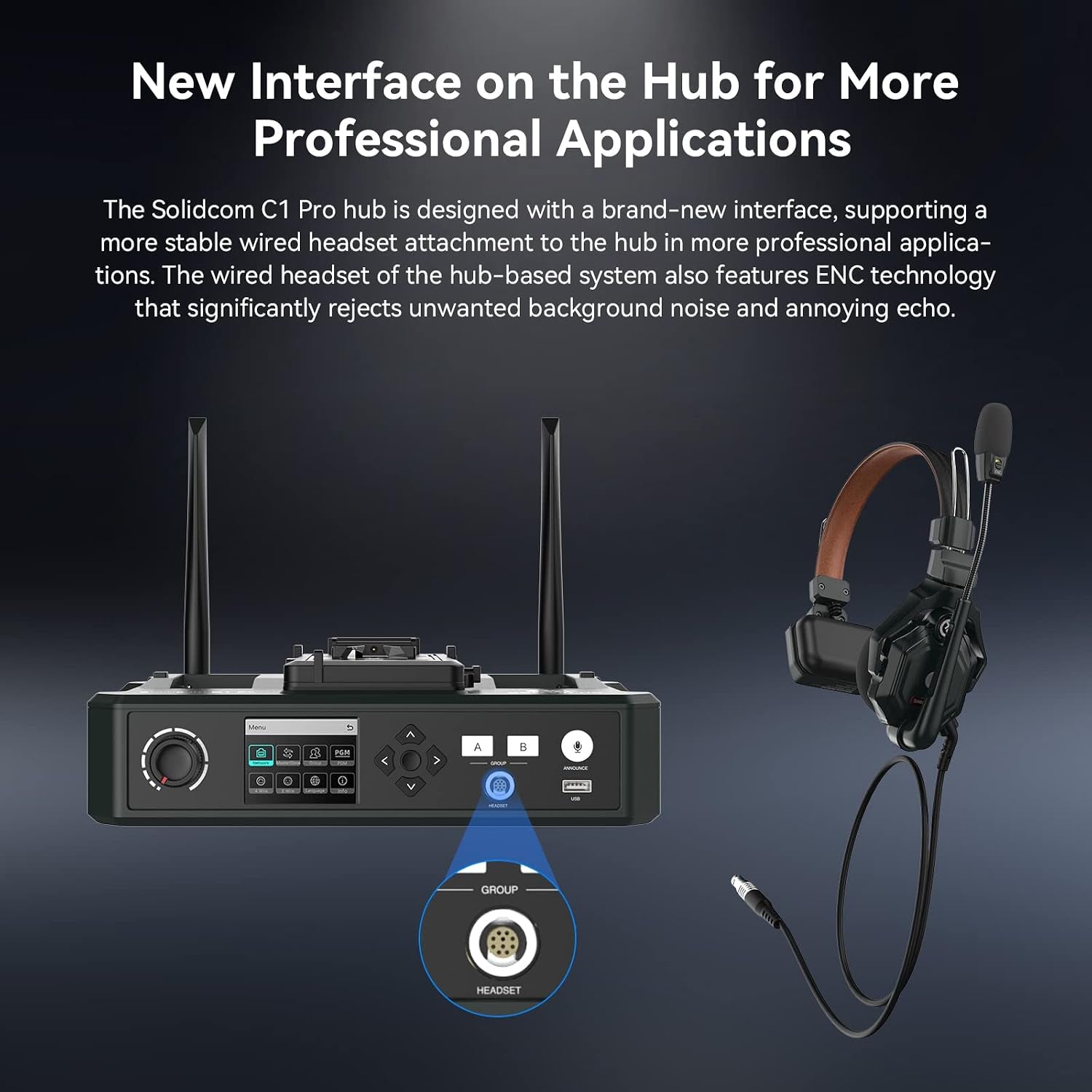 Hollyland Solidcom C1 PRO 9-Users Wireless Headset Intercom System ENC Noise Cancellation with Base Station, 1.9Ghz Full-Duplex Team Communication with AB Grouping Cloud Meeting Announcement