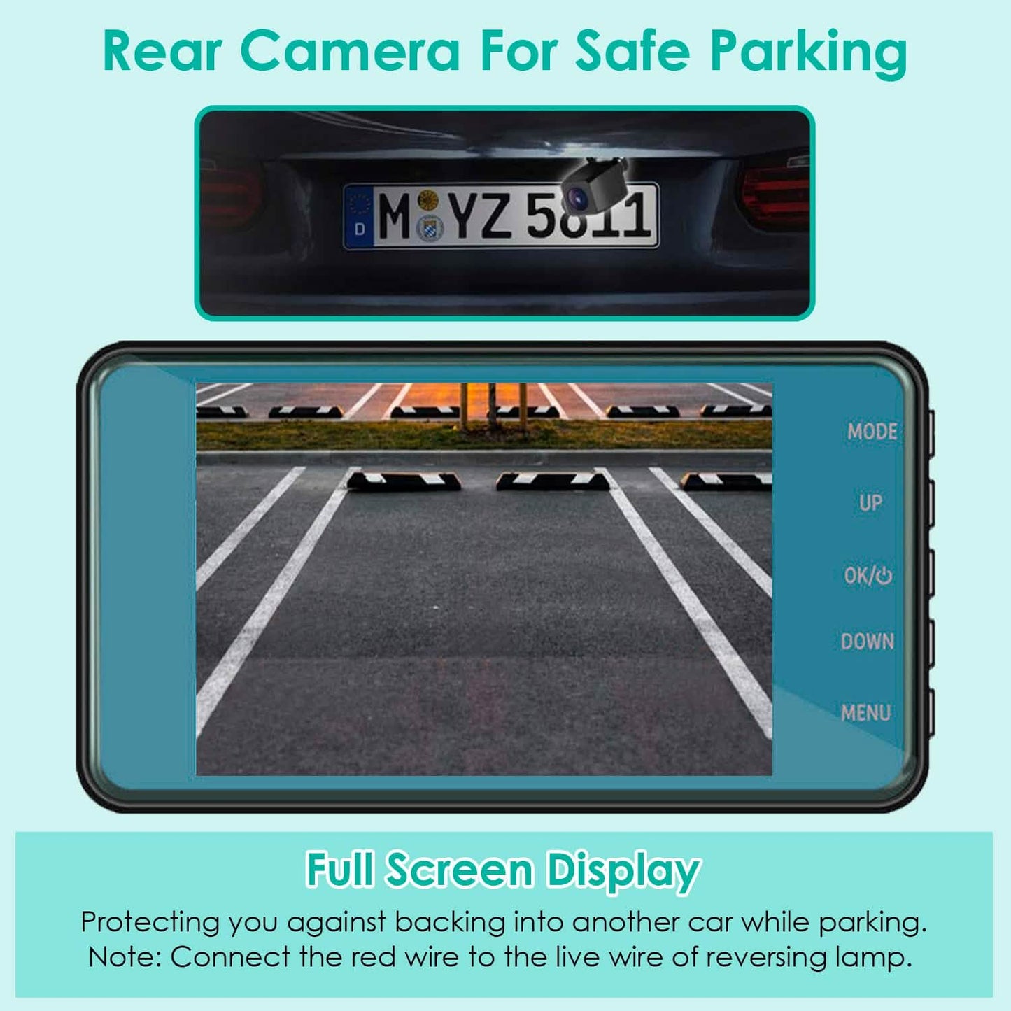 720P Dual Dash Car Camera Recorder with Motion Detection Light