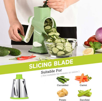 Rotary Cheese Grater Hand Crank Transparent - Shredder Slicer Grinder 3 Stainless Steel Blades, Stable Suction, Labor-Saving Handle, Safe Kitchen Tool for Cheese, Vegetable, Nuts, Chocolate
