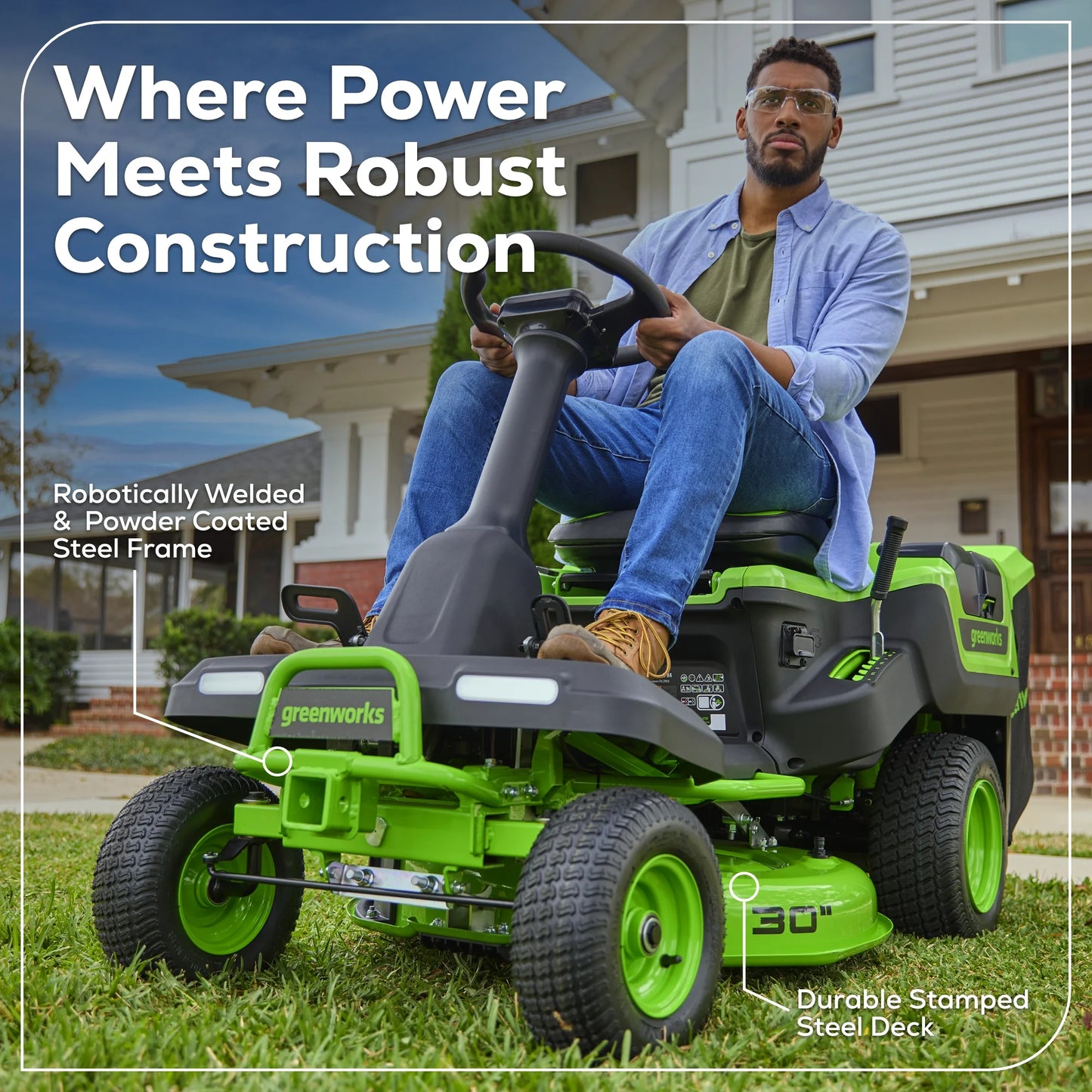 60V 30" Crossovert Riding Lawn Tractor + (2) 8.0 Ah, (2) 4.0 Ah Batteries & 600-Watt Charger 7421902
