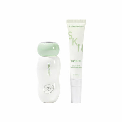 Cryoreset™ Eye Duo System Cryotherapy Cooling + Sonictap™ Eye Wand and Eye Cream Set, under Eye Massager with Gentle Vibration, Refreshes Tired Eyes and Helps Reduce Puffiness