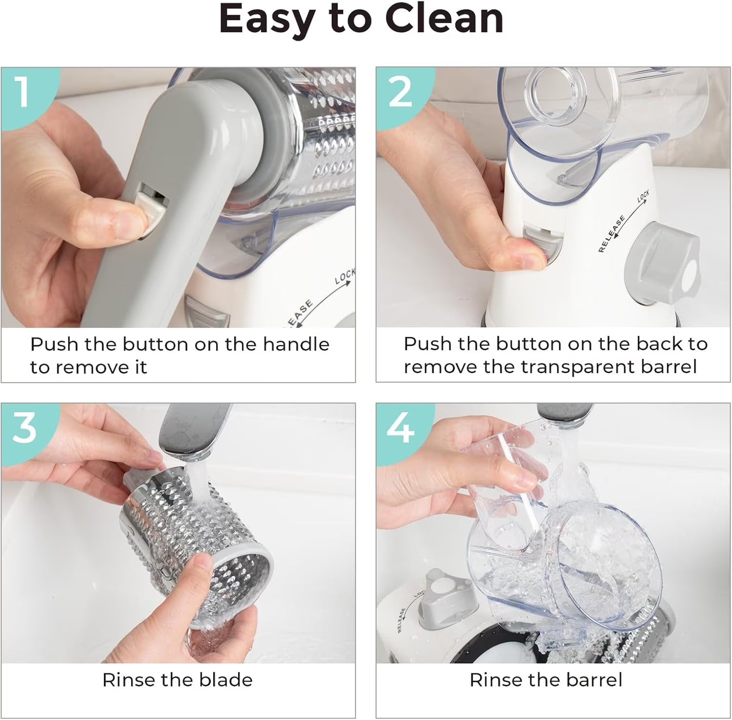 3 in 1 Cheese Grater, Rotary Cheese Shredder Grater for Kitchen Cheese Grater with Handle, Potato Slicer Vegetable Chopper with Suction Base, White