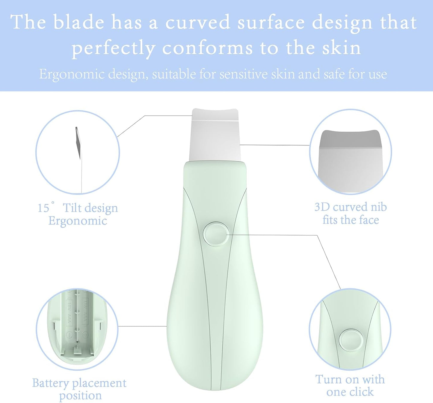 Skin Scrubber Face Spatula Skin Spatula Pore Cleaner Blackhead Remover Tools for Facial Deep Cleansing Skin Care Tool for Men and Women (Green)