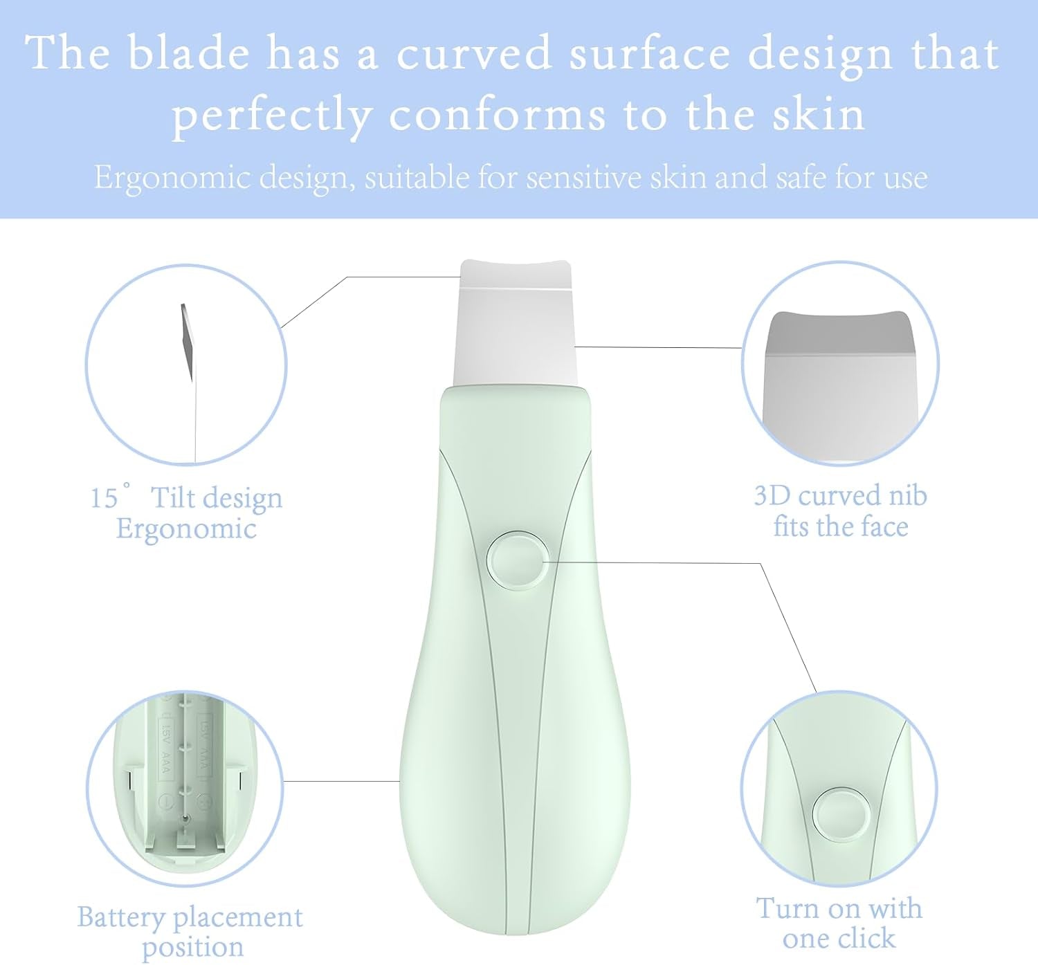 Skin Scrubber Face Spatula Skin Spatula Pore Cleaner Blackhead Remover Tools for Facial Deep Cleansing Skin Care Tool for Men and Women (Green)