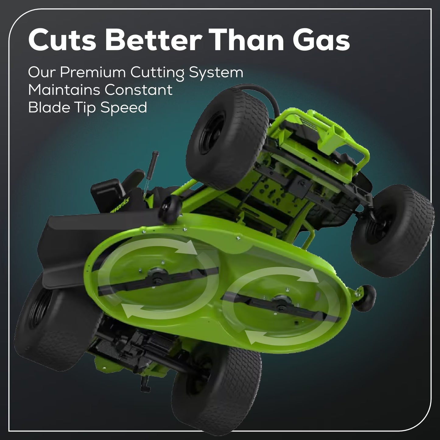 60V 42" Cordless Battery Crossovert Riding Lawn Mower with Six (6) 8.0Ah Batteries & Three (3) Dual Port Turbo Chargers 7409002