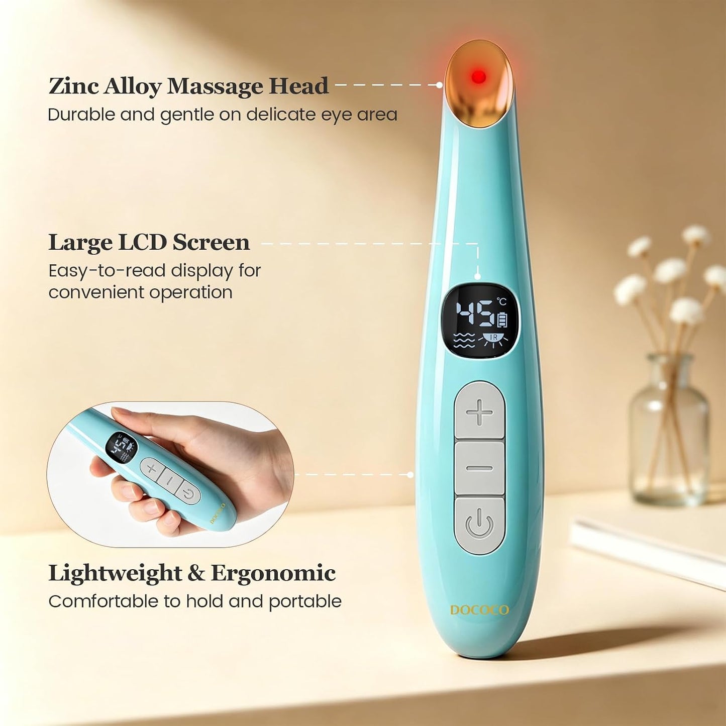 Eye Lift Wand, 3 Modes Eye Massager Wand, Eye Massager for Dry Eyes, Dark Circles and Puffiness, Eye Lifting Device for Fine Lines, Blue
