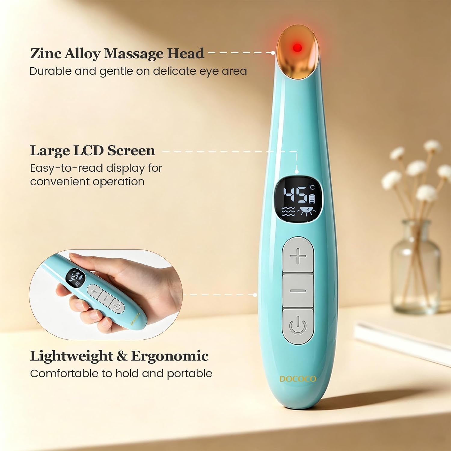 Eye Lift Wand, 3 Modes Eye Massager Wand, Eye Massager for Dry Eyes, Dark Circles and Puffiness, Eye Lifting Device for Fine Lines, Blue