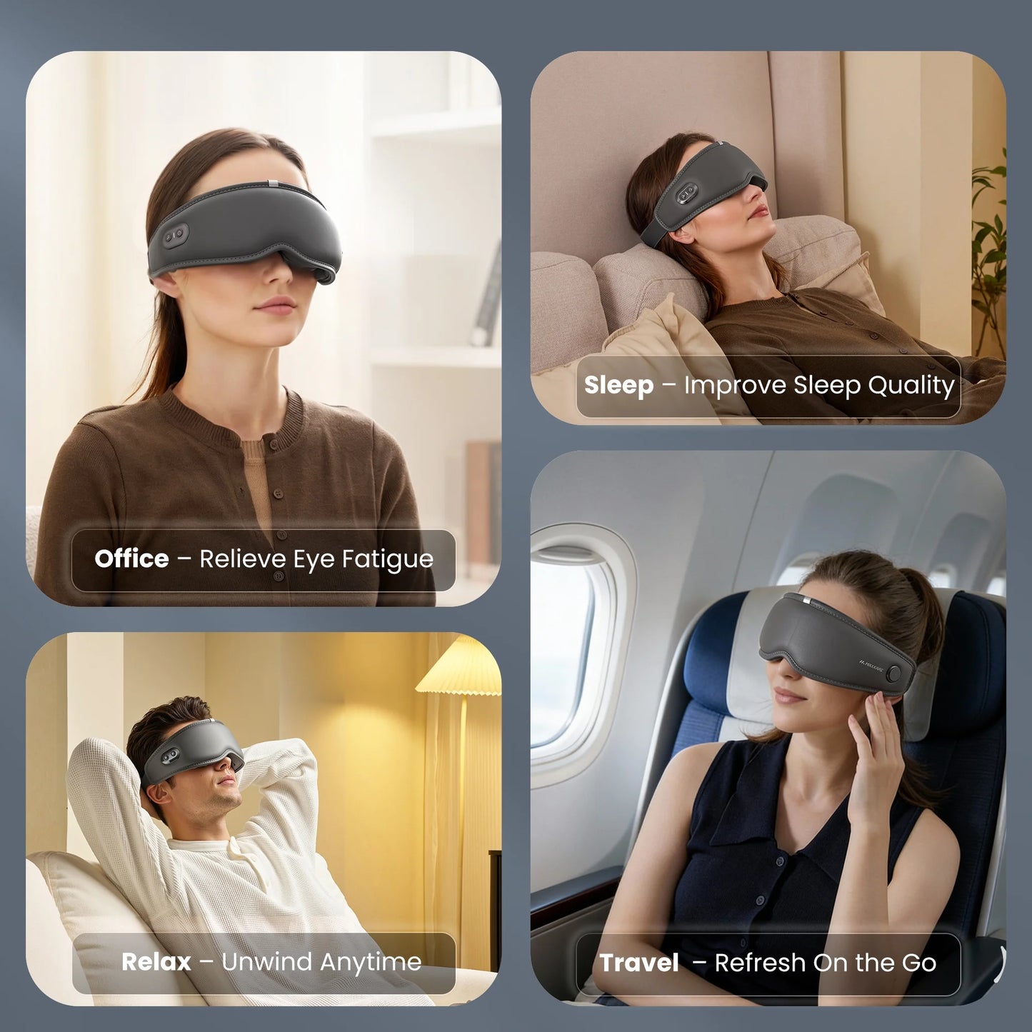 Eye Massager with Heat, Vibration, Air Pressure for Relieve Eye Strain Dry Eye Headaches Foldable Rechargeable Shiatsu Massager