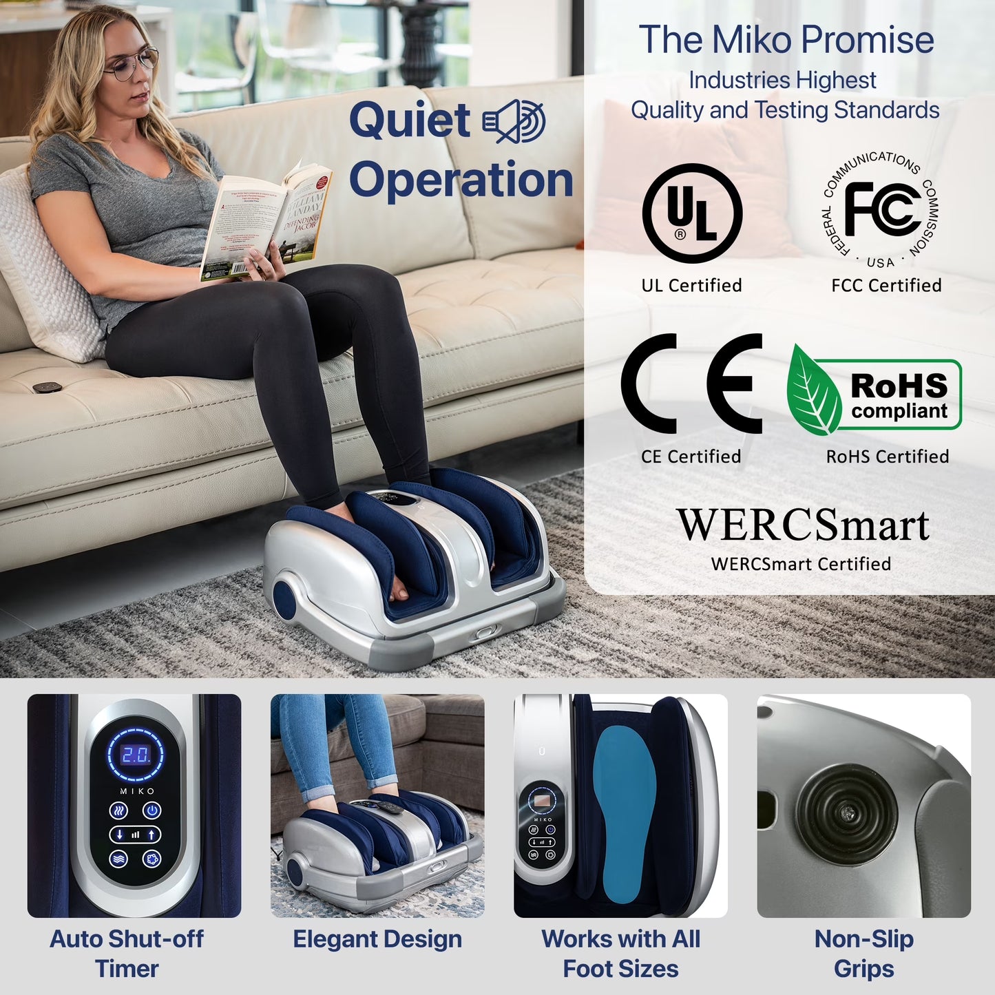 Shiatsu Foot Massager Machine - Deep Kneading, Heat Therapy, Improves Circulation, Fits up to Size 15