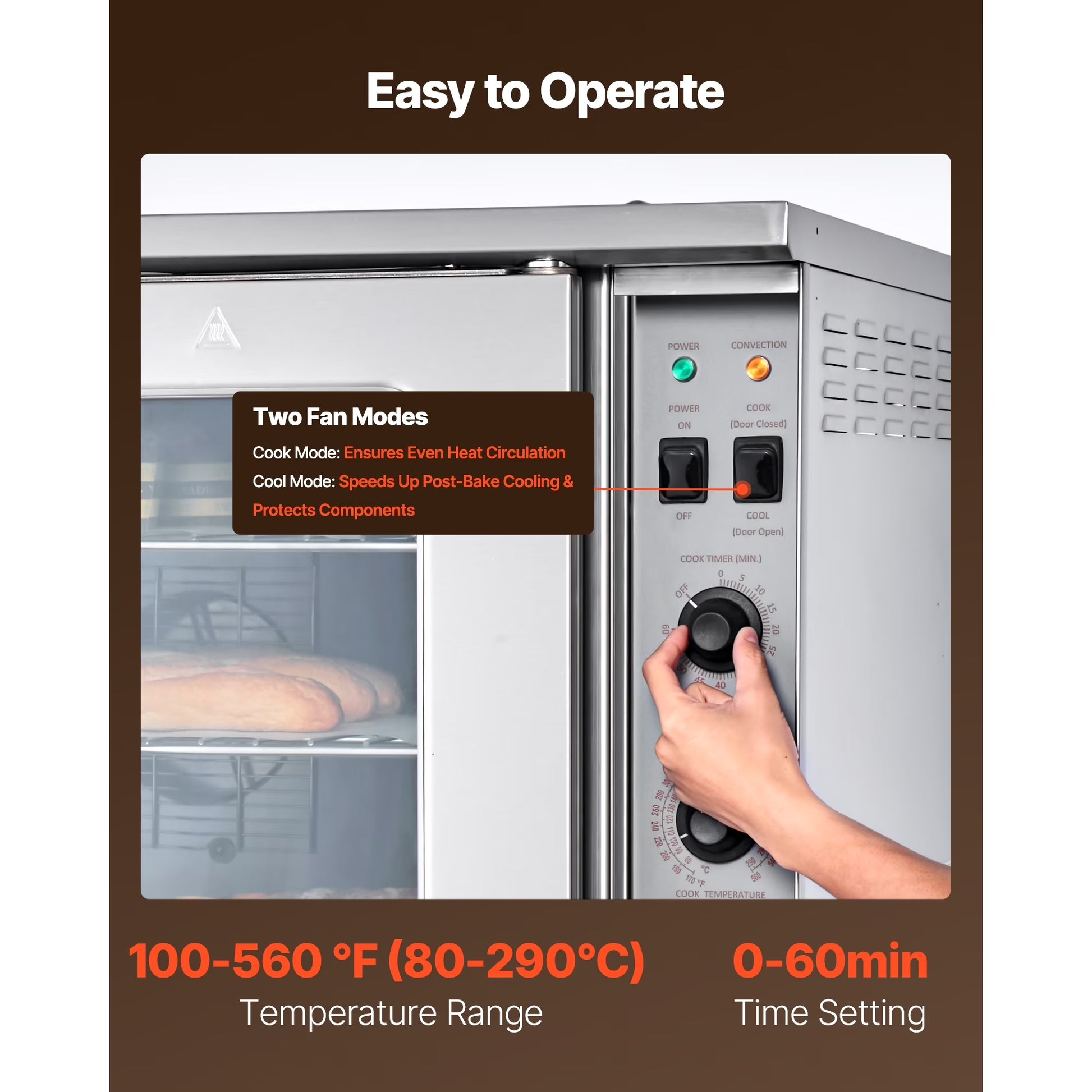 Double Deck Gas Convection Oven,14 Cu.Ft Full-Size Commercial Oven, 40,000 BTU X 2 High-Performance Burners, Natural Gas Oven with Dual Fan Modes, Ideal for Bakeries, Restaurants, and Kitchens