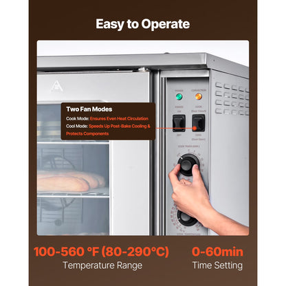 Double Deck Gas Convection Oven,14 Cu.Ft Full-Size Commercial Oven, 40,000 BTU X 2 High-Performance Burners, Natural Gas Oven with Dual Fan Modes, Ideal for Bakeries, Restaurants, and Kitchens