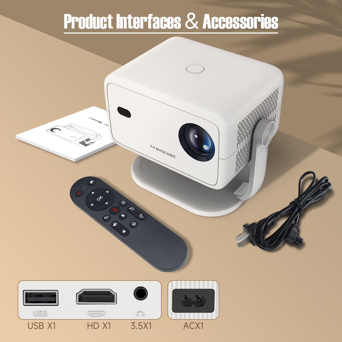 [Auto Focus]  8K 1080P Native Projector with Wifi 6 and BT5.4, 650 ANSI Brightness, Auto Keystone Correction with Voice Control Smart Movie Projector for Home Theater Outdoor L018
