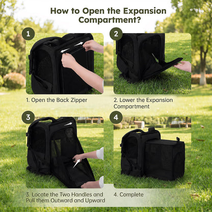 Expandable Cat Backpack Carrier Airline Approved Pet Travel Backpack with Breathable Mesh, Large Space, Safety Leash, Comfortable Padded Straps, Foldable Soft Pet Carrier for Hiking Vet