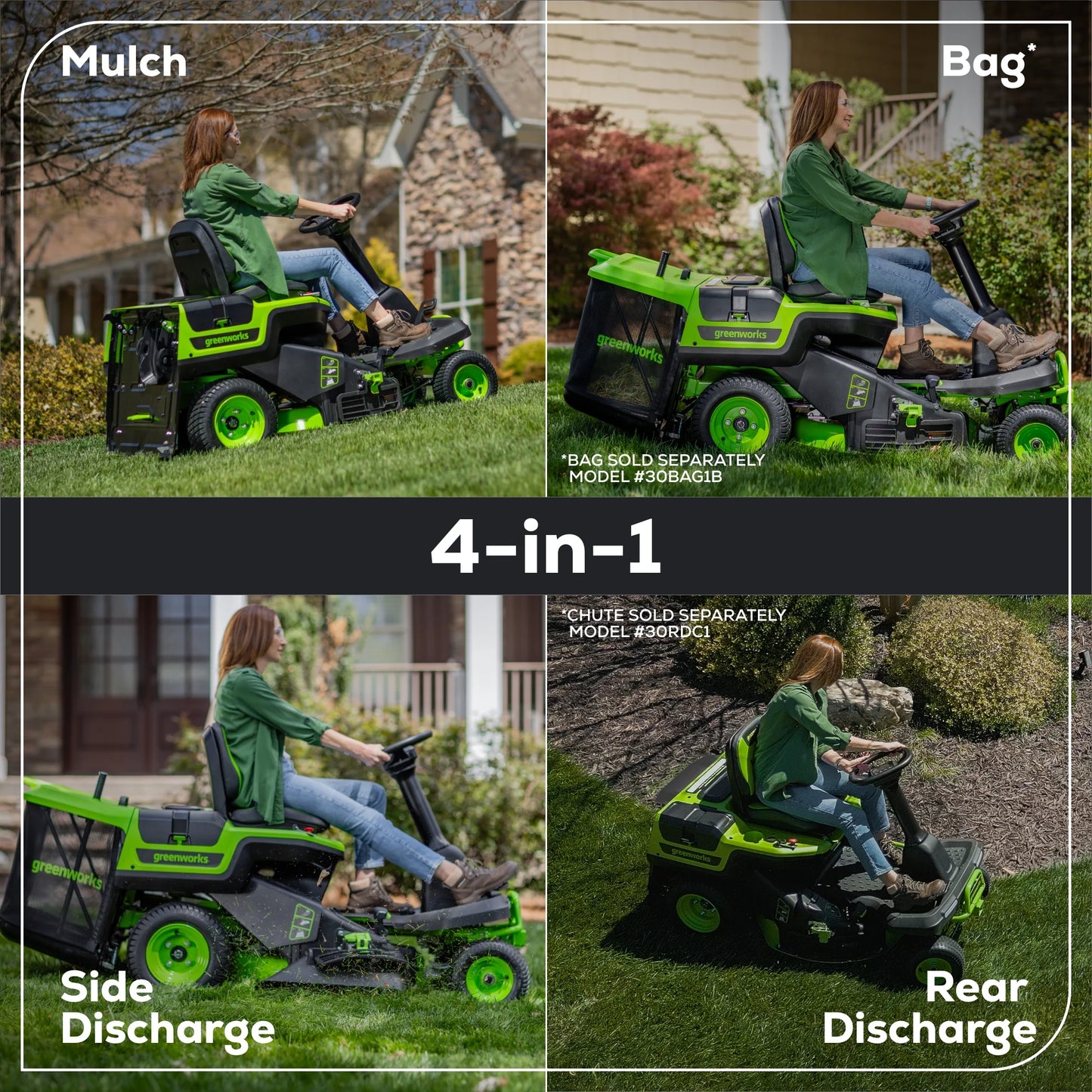 60V 30" Crossovert Riding Lawn Tractor + (2) 8.0 Ah, (2) 4.0 Ah Batteries & 600-Watt Charger 7421902