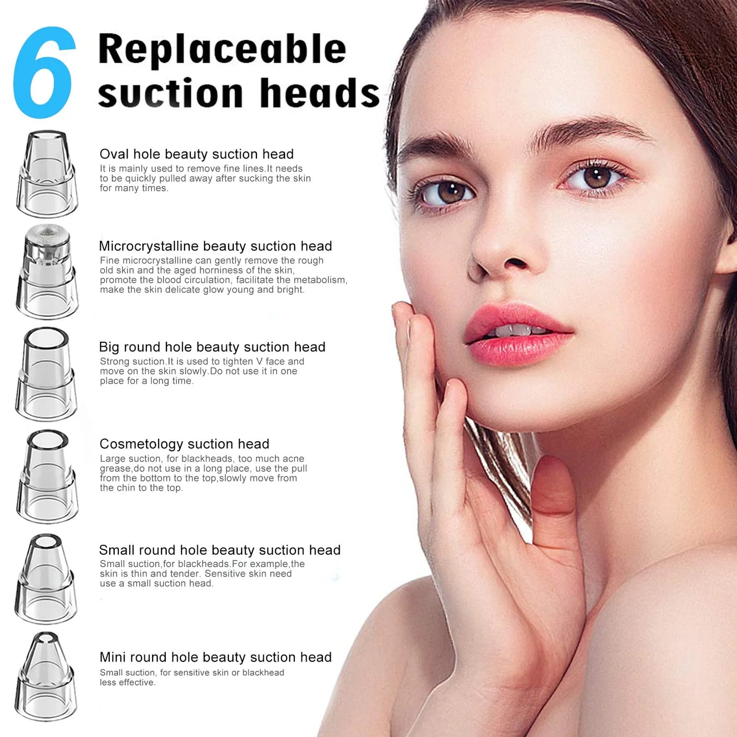 Blackhead Remover Pore Vacuum Cleaner - Electric USB Extractor with 5 Probes - White