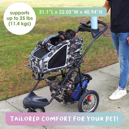 5-In-1 Complete Travel System with PET Carrier and PET Stroller - Pink Camo (Army Camo)