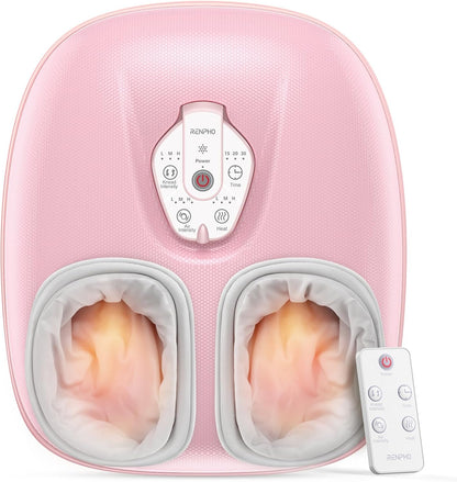 RENPHO Foot Massager Machine with Heat [2026 Upgraded], Birthday Gifts for Women Men Mom Dad, Shiatsu Foot Massager for Plantar Fasciitis, Cordless Control, Self Care Relaxation Gifts, Pink