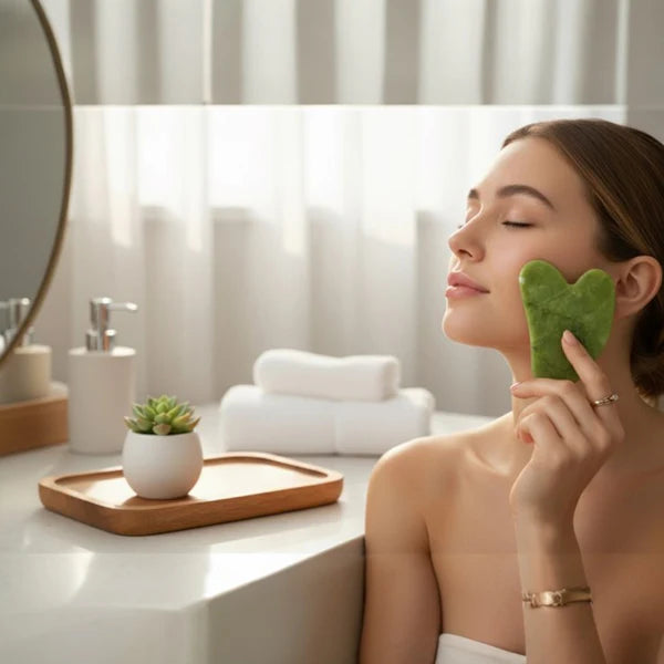 Jade Roller and Gua Sha Set - Face Roller for Face, Eyes, Neck - Skin Care Tools for Women Gifts, Beauty Facial Massager for Puffiness - Ice Roller Self Care Products for Teen Girls