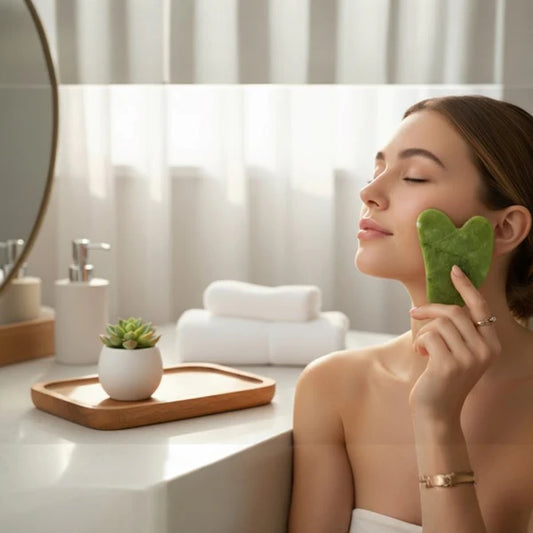 Jade Roller and Gua Sha Set - Face Roller for Face, Eyes, Neck - Skin Care Tools for Women Gifts, Beauty Facial Massager for Puffiness - Ice Roller Self Care Products for Teen Girls