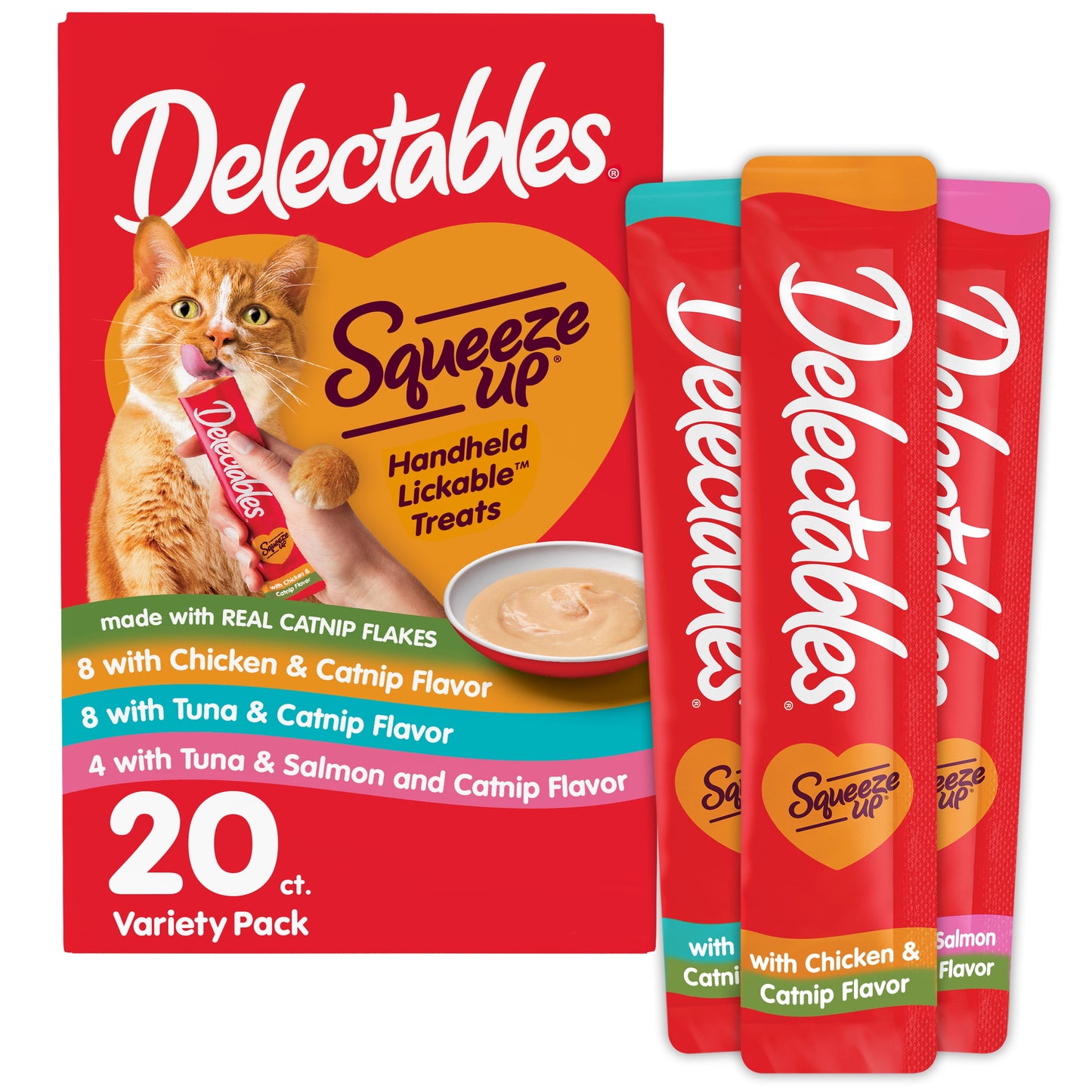 Hartz  Squeeze up Catnip Flavored Variety Pack Lickable Cat Treat, 20Ct