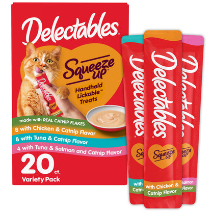 Hartz  Squeeze up Catnip Flavored Variety Pack Lickable Cat Treat, 20Ct