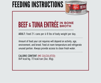Orijen Grain Free Chunks & Shreds Beef & Tuna Wet Cat Food (3oz)