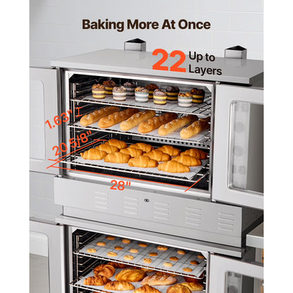 Double Deck Gas Convection Oven,14 Cu.Ft Full-Size Commercial Oven, 40,000 BTU X 2 High-Performance Burners, Natural Gas Oven with Dual Fan Modes, Ideal for Bakeries, Restaurants, and Kitchens