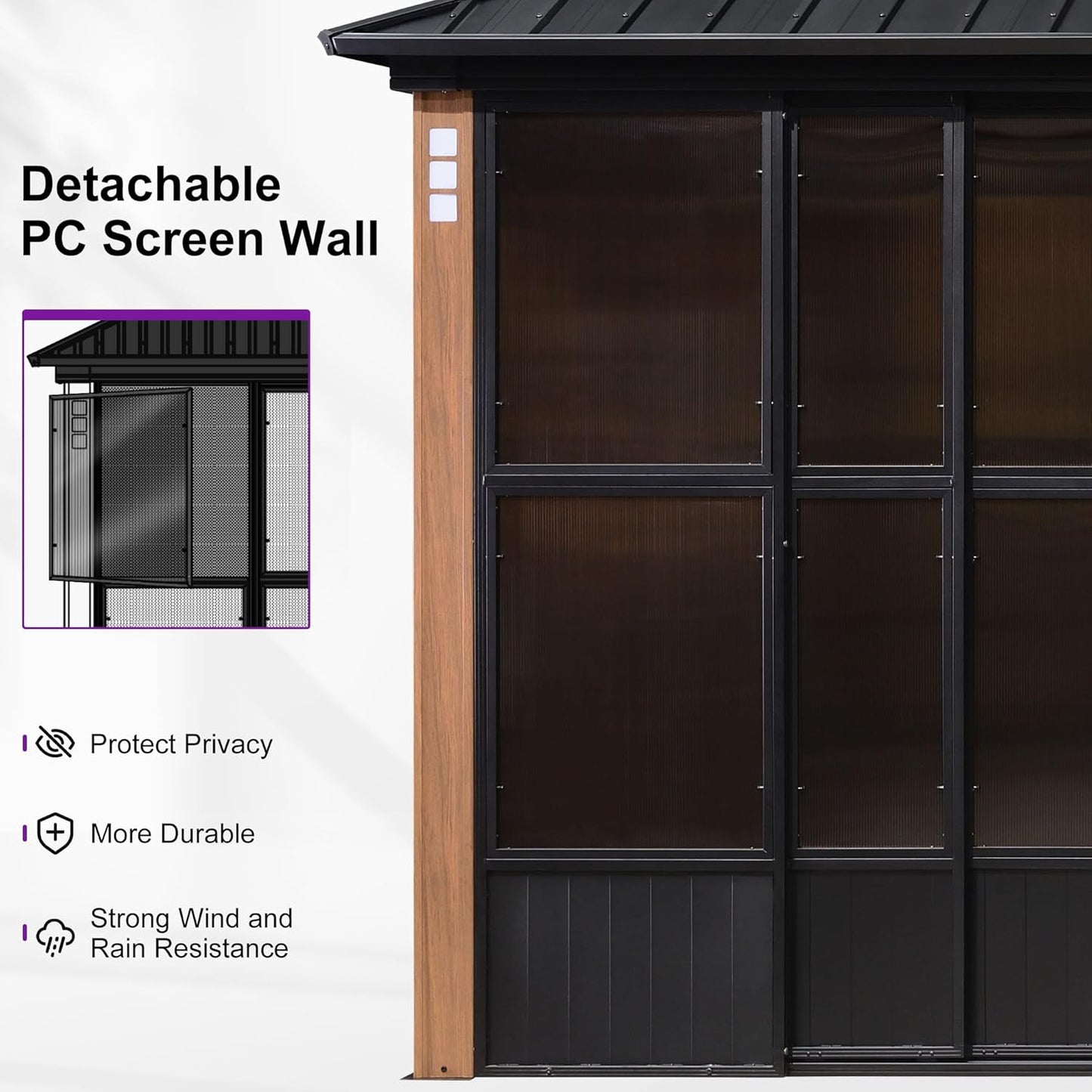 Sunroom 12' X 20' Solarium Double Roof Gazebo, Sliding Doors | Magnetic Design Easy Close, Tight Seal, Mesh and Removable Panels Adapts to Any Weather, Fits Sofas, Tvs, Spas, Poolside
