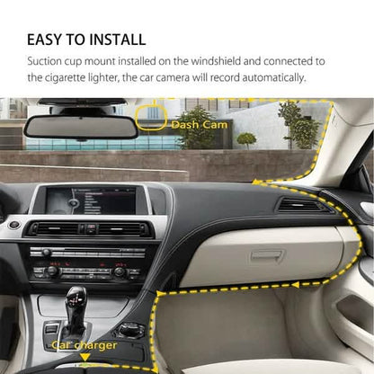 A6T 4-Inch 170° Wide Angle Full HD 1080P Car DVR Dual Lens Dash Cam Rear View Camera Video Recorder with Touch Screen