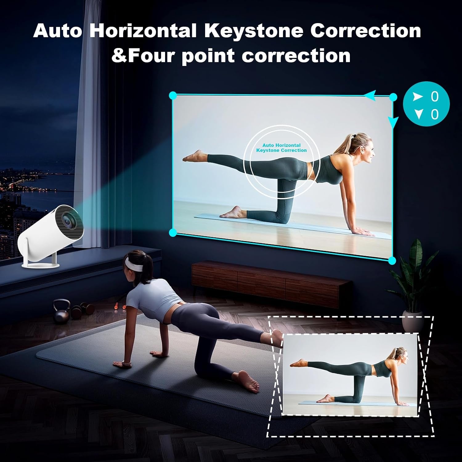 Mini Projector, Support 4K 1080P Portable Projector with Dual Band WIFI 6, Bluetooth 5.2, 180° Rotatable, Auto Keystone Correction,35"-130" Screen Video Projector(L)