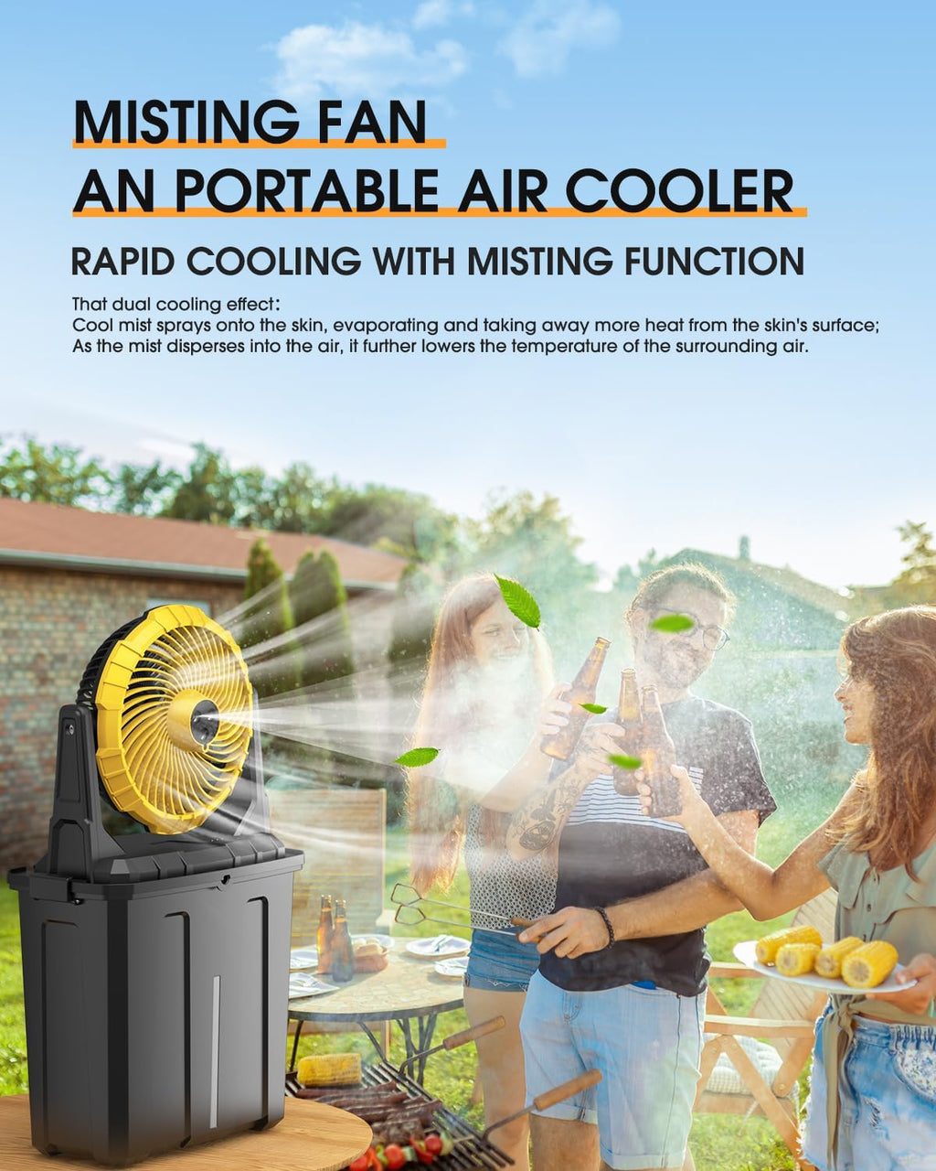 Portable Misting Fan, 9L 10-Inch Outdoor Mist Fans for outside Patios Cooling, 20000Mah Rechargeable Battery Fan with Water Box, 3 Strong Winds, 3 Spray Mister, Camping/Beach Summer Essentials