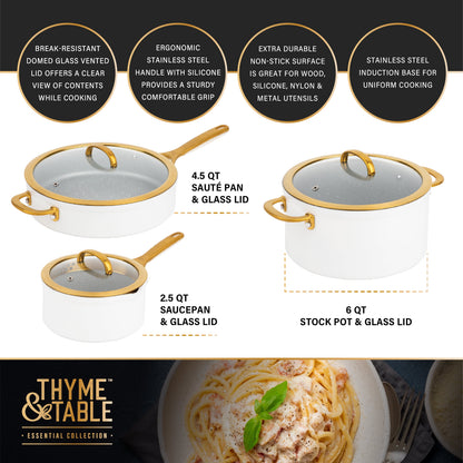 Thyme & Table Supreme 12-Piece Cookware Set Non-Stick - Cream