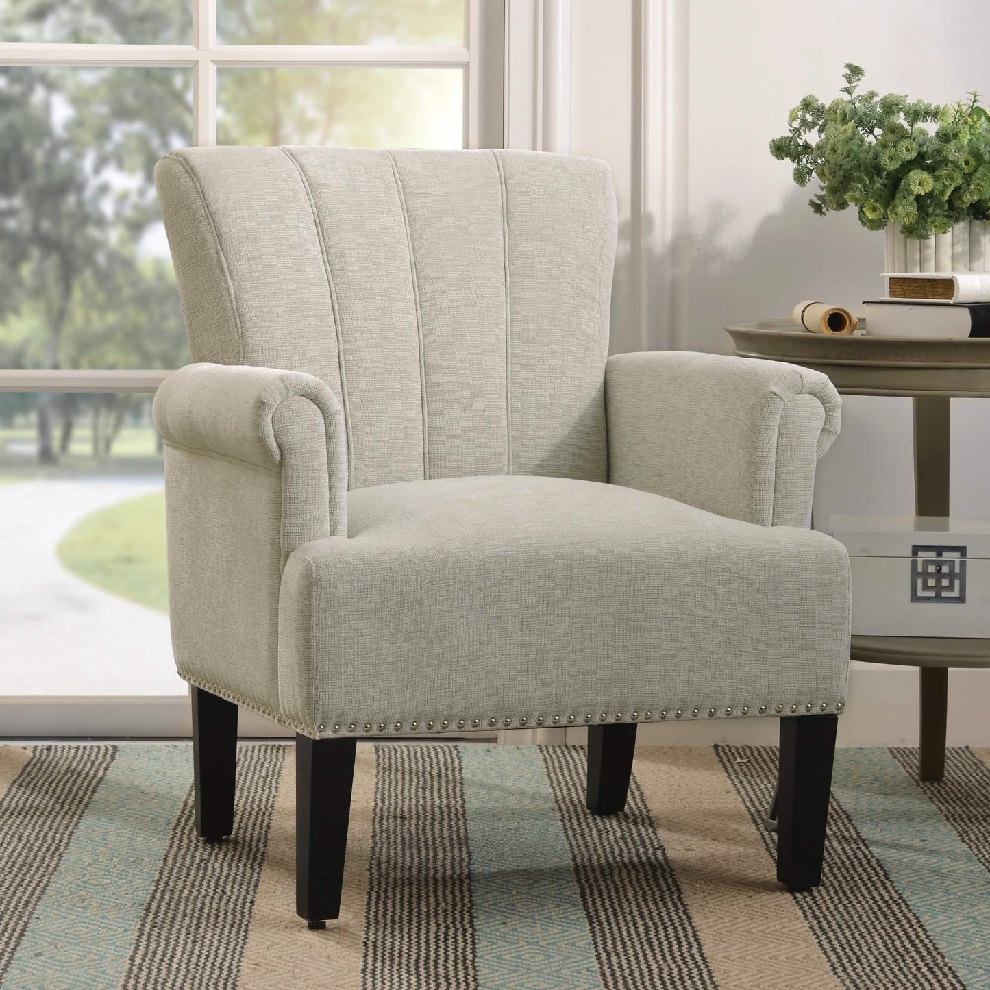 Accent Rivet Tufted Polyester Armchair