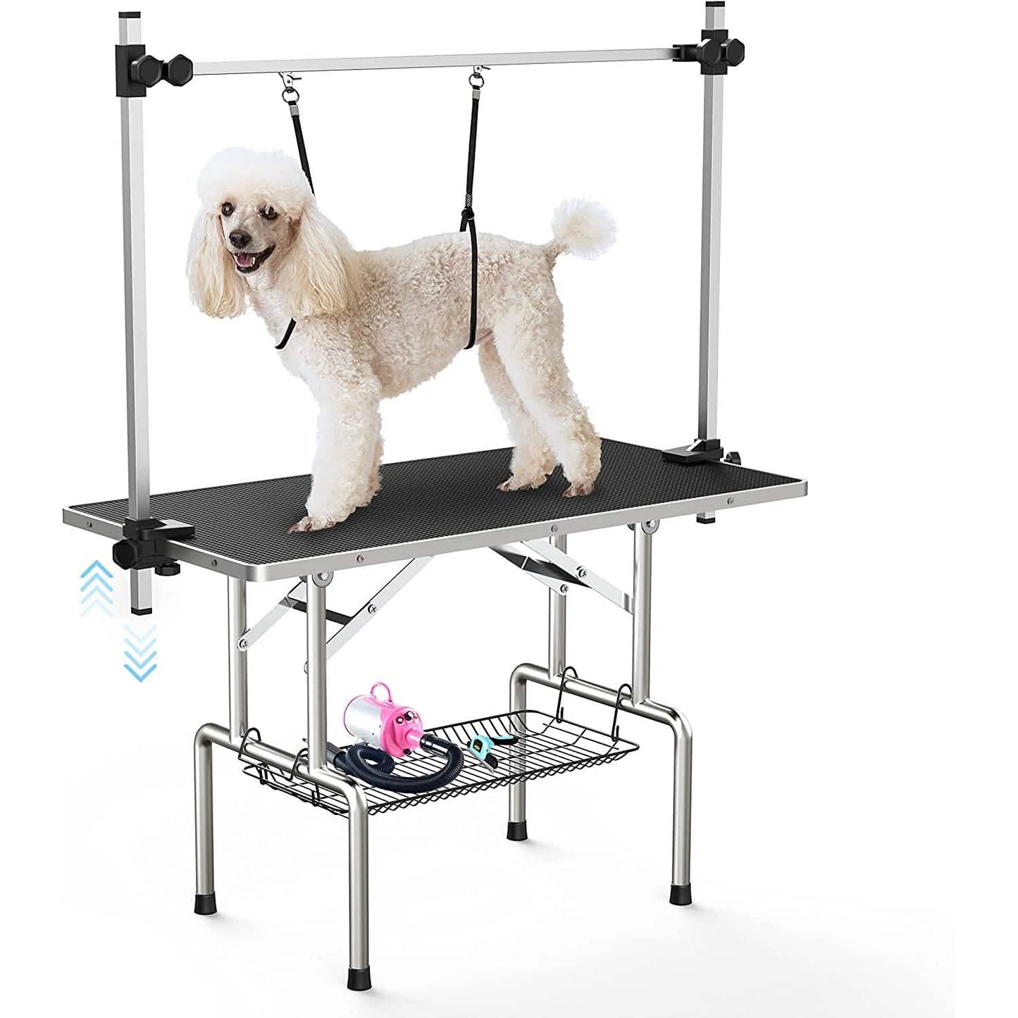 Adjustable Pet Large Foldable Dog Grooming Table with Arms