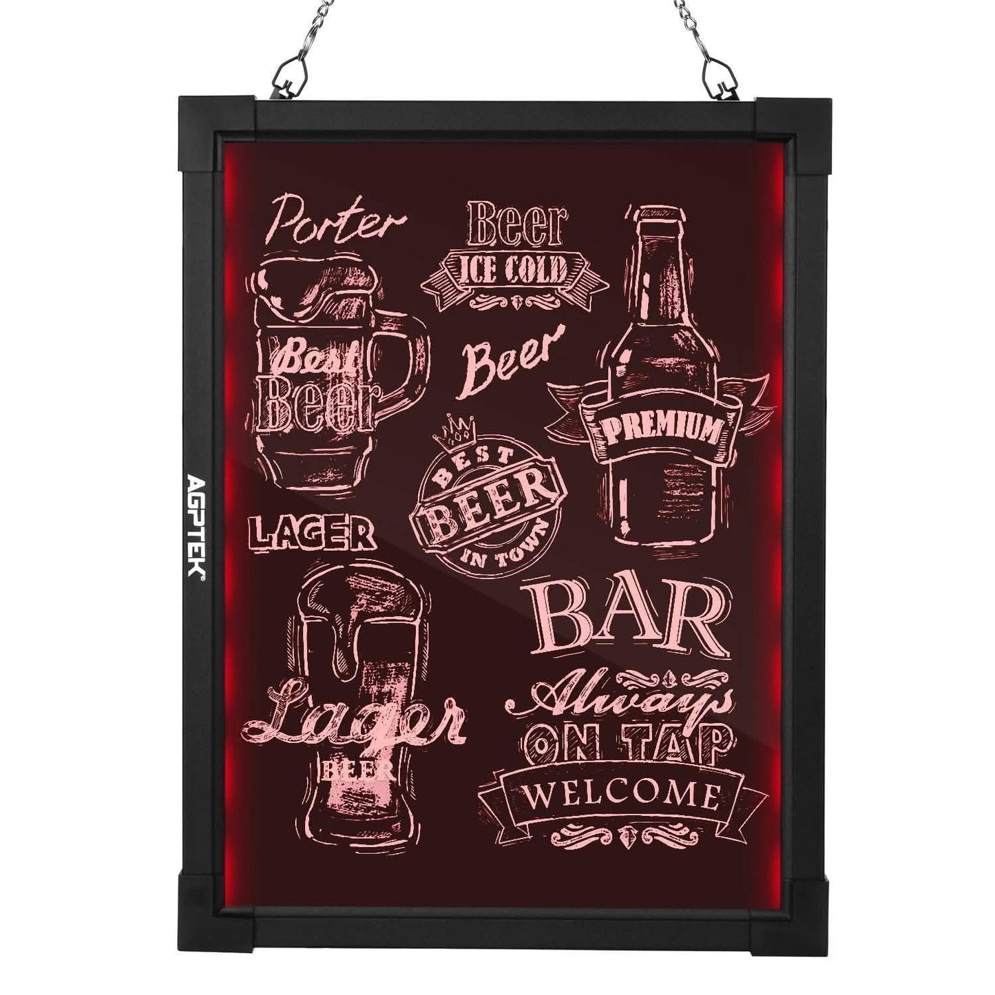 AGPtek 24"×16" LED Message Board Illuminated Erasable with Remote Control