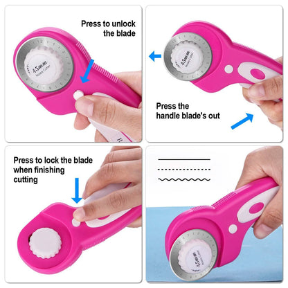AGPtek 45mm Rotary Cutter with 7 Replacement Rotary Blades and Safety Lock