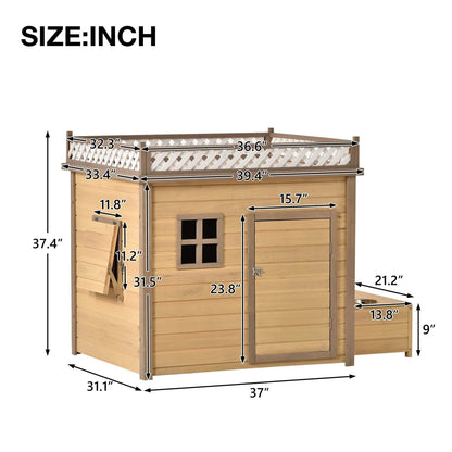 Aukfa 39.4” Wooden Dog House Puppy Shelter Kennel Outdoor & Indoor Dog Crate